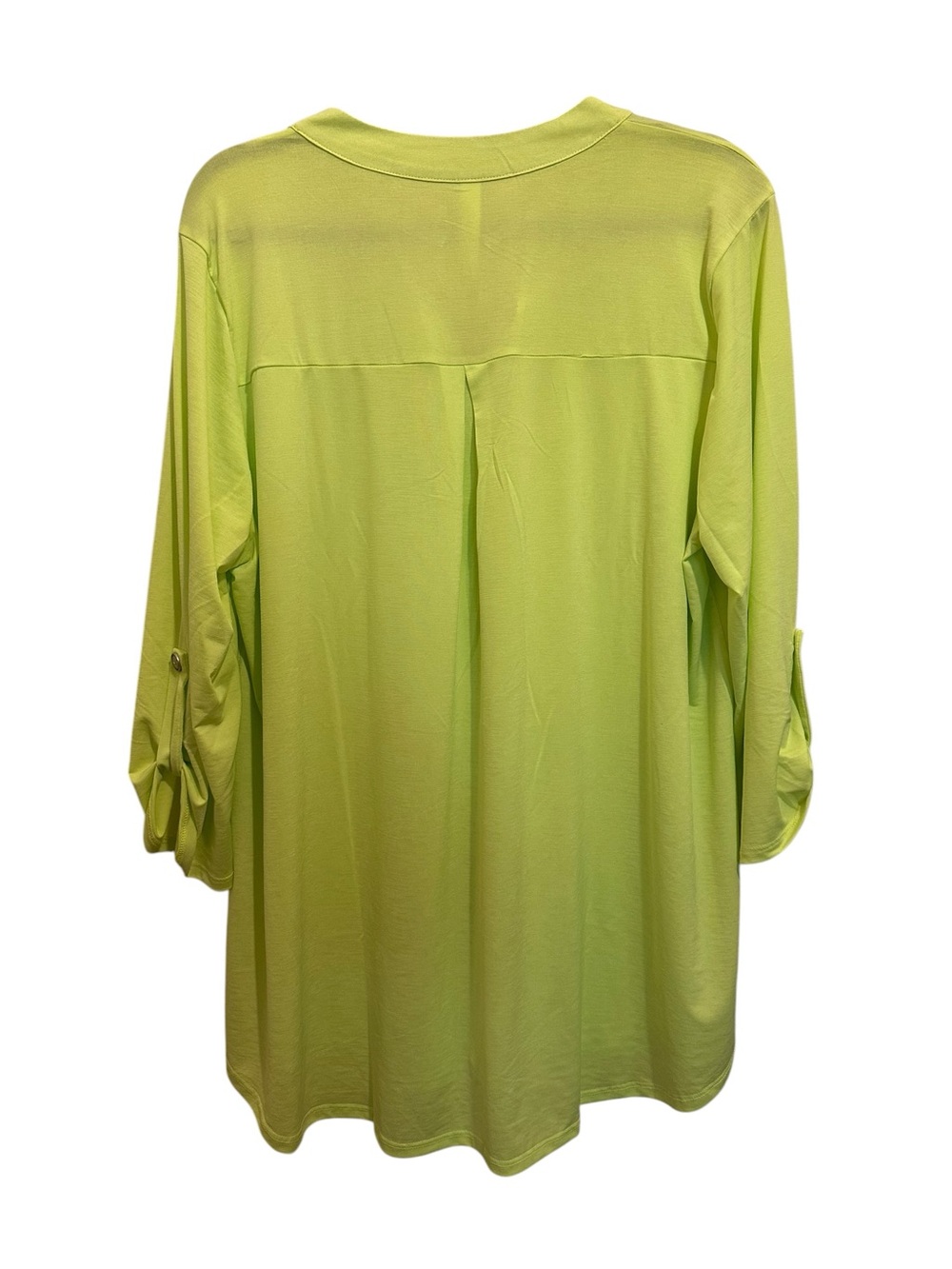 Dear Scarlett Lizzy Lime Green V-Neck Roll-Tab Tunic - Picture 6 of 7